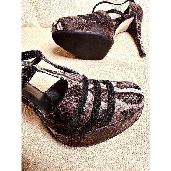 Stuart Weitzman Heritage Azur Reptile Leather Platform Pumps Heels Size 8.5 - Picture 7 of 11